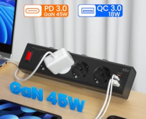 Regleta de escritorio con USB-C GaN 45W: el centro de carga perfecto para tenerlo todo bajo control.
