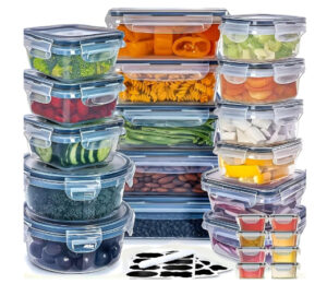 Juego de 24 recipientes herméticos con tapa para alimentos a prueba de fugas, sin BPA.