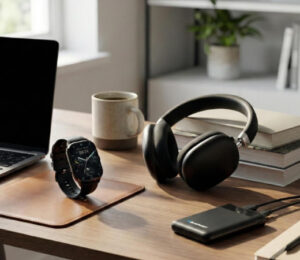 BLAUPUNKT Pack 3-en-1 Smartwatch con Llamadas Bluetooth + Cascos Inalámbricos Bluetooth Noise Cancelling + Batería Externa 5000mAh USB-C Power Bank.