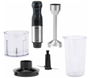 Batidora de Mano JATA JEBT1791, Batidora de Brazo Inox con Picadora, Vaso Medidor con Tapa, 4 Cuchillas,1500W, 15000 RPM