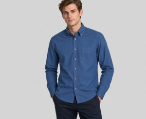 Ben Sherman Plain Casual: camisa de hombre de manga larga en azul denim por 24,99€.