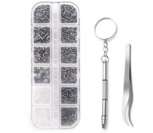 Kit de tornillos y almohadillas para reparación de gafas y relojes por 7,36€.