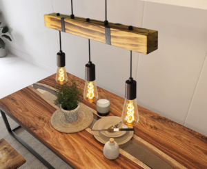 Lámpara colgante retro ZMH de madera con 3 luces E27: estilo industrial para iluminar tu hogar por 66,89€ antes 113,98€.
