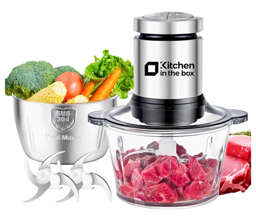 Kitchen in the box Picadora Eléctrica 2 Cuencos 2L Vidrio Inox