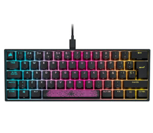 Corsair K65 RGB MINI 60% Teclado Mecánico con Cable, Interruptores CHERRY MX ROJO, PBT Double-Shot, QWERTY ES.