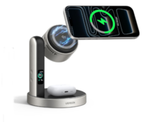 Ugreen MagFlow Pro: cargador inalámbrico Qi2 de 25W con triple refrigeración para iPhone, Apple Watch y AirPods.